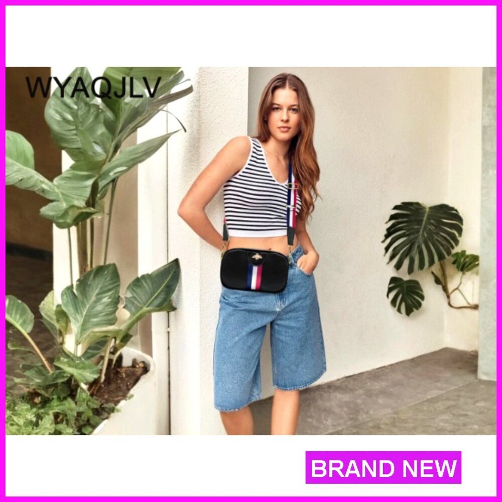 Mini Crossbody Bag Vegan Leather Adjustable Strap Bee Design Phone Purse Trendy - Picture 7 of 7